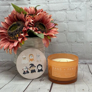NWT sand + paws jack o'lantern candle with frenchies french bulldog coastume